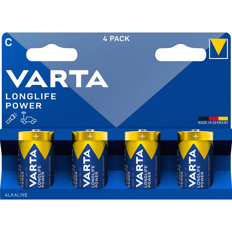 VARTA Alkaline Batterie Longlife Power, Baby (C), 4er