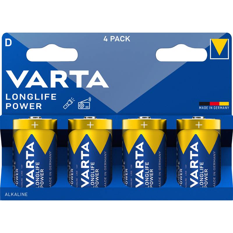 VARTA Alkaline Batterie Longlife Power, Mono (D/LR20), 4er