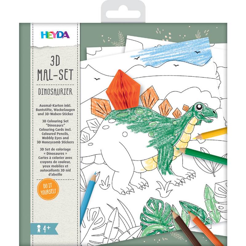 HEYDA 3D Mal-Set "Dinosaurier", 15-teilig