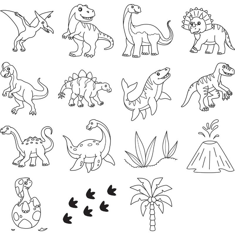 HEYDA Motivstempel-Set "Dinosaurier", Klarsicht-Runddose