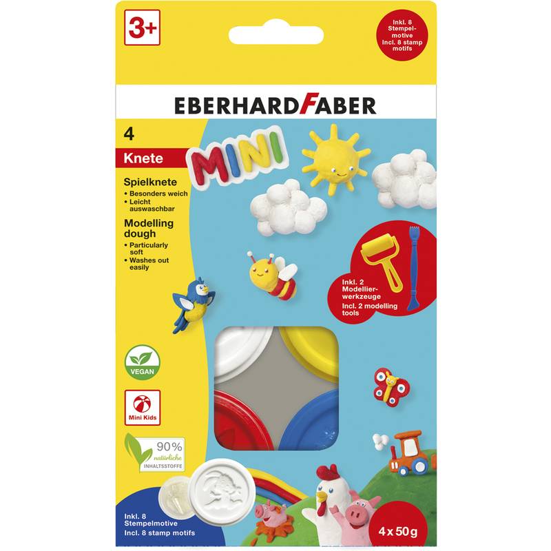 EBERHARD FABER Spielknete-Set Mini Kids, Basisfarben