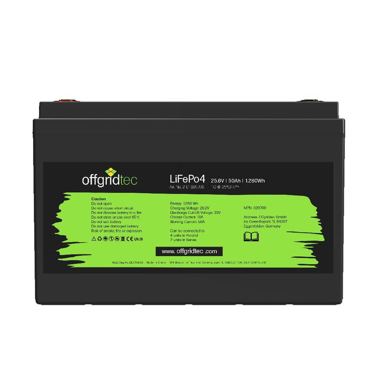 Offgridtec LiFePO4 Akku 25,6/50 24V 50Ah BMS integriert 1280Wh