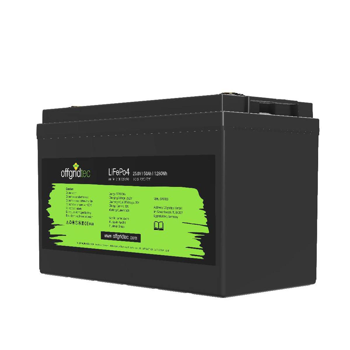 Offgridtec LiFePO4 Akku 25,6/50 24V 50Ah BMS integriert 1280Wh