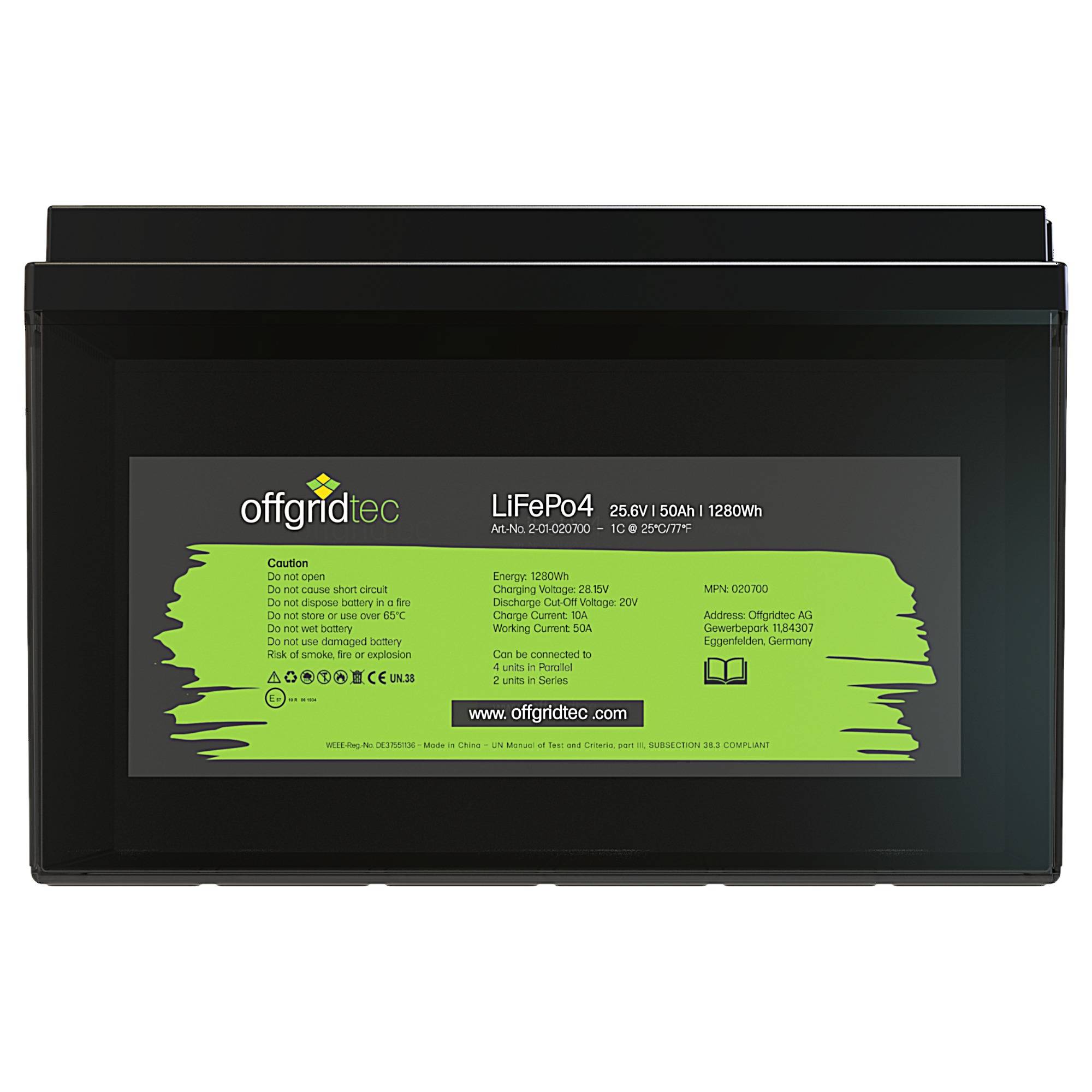 Offgridtec LiFePO4 Akku 25,6/50 24V 50Ah BMS integriert 1280Wh