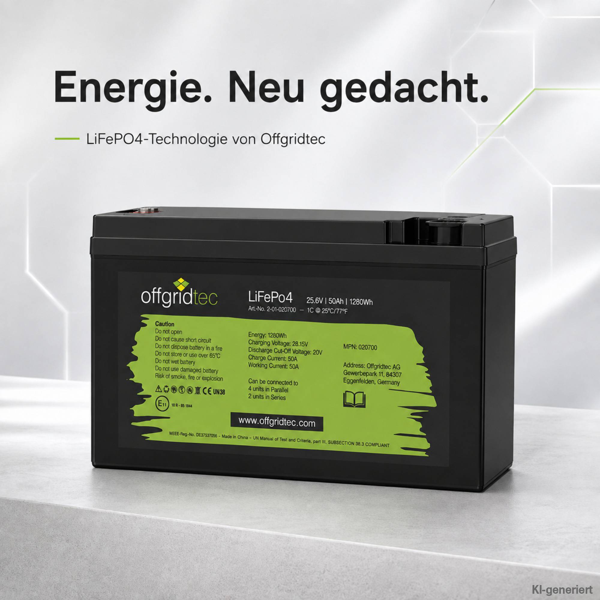 Offgridtec LiFePO4 Akku 25,6/50 24V 50Ah BMS integriert 1280Wh