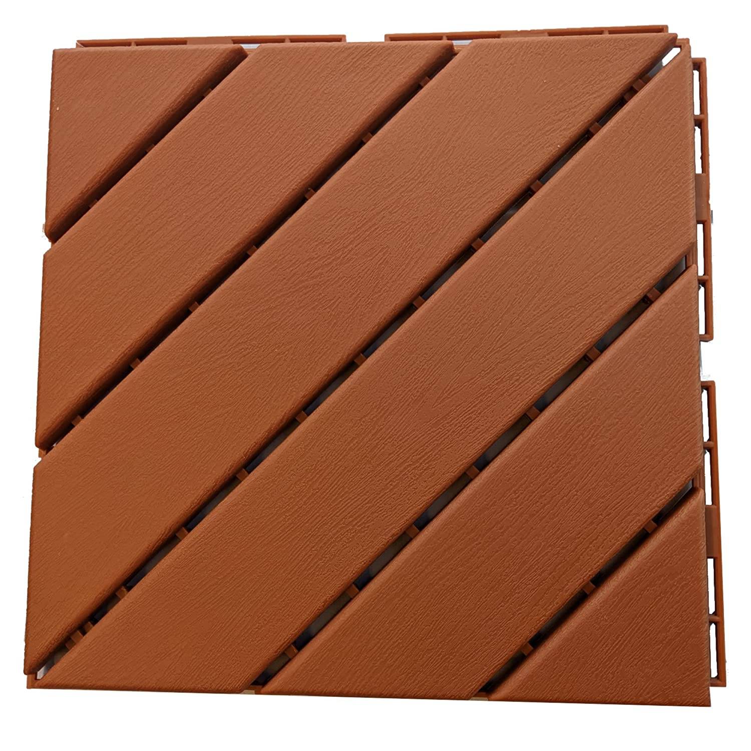 11 Stück HELLBRAUN Terrassenfliesen Bodenplatte Garten Terrasse Balkon Gehweg Klickfliesen Holzoptik wetterfest