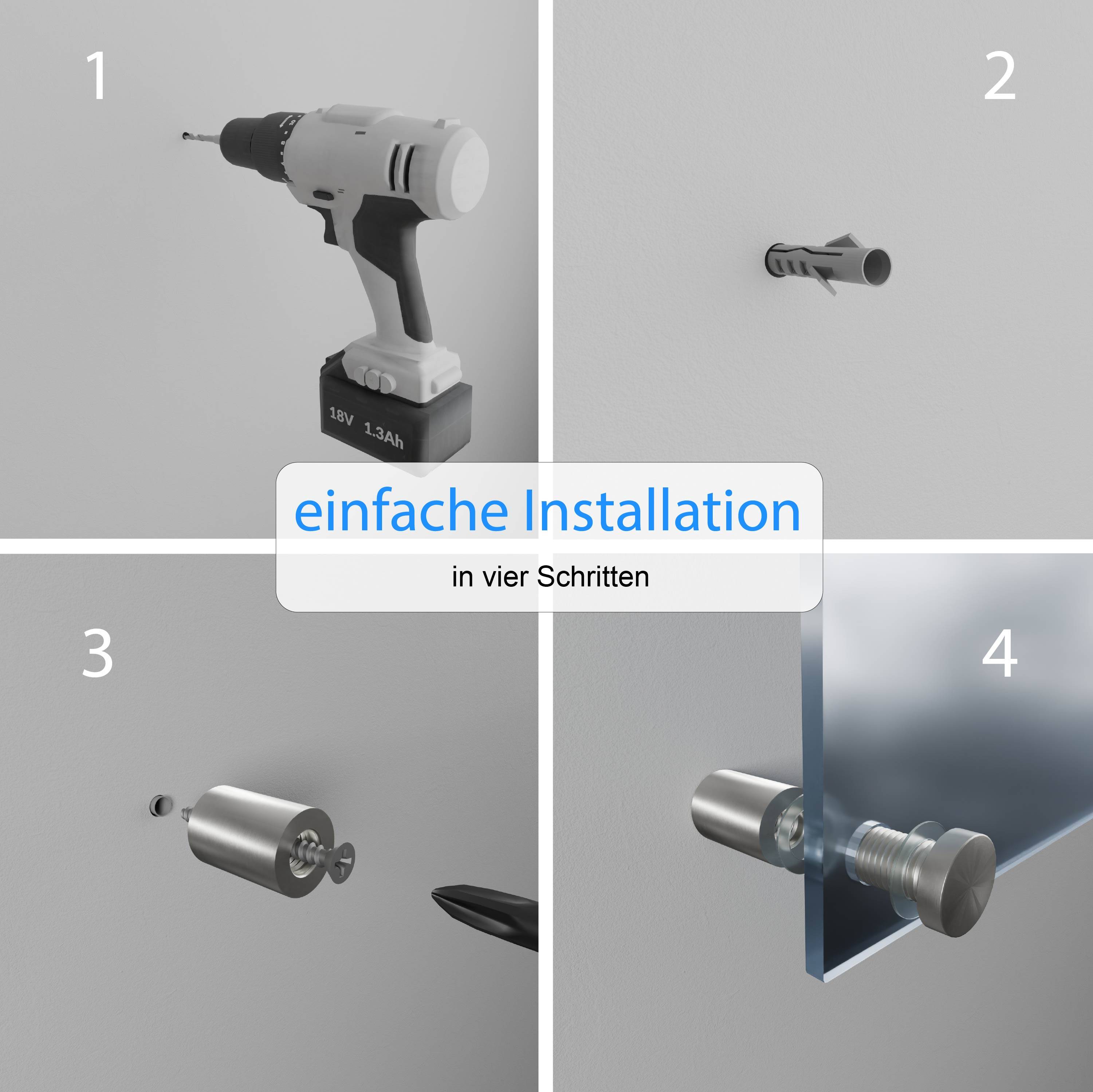 Edelstahl Abstandshalter Schilderbefestigung Wandabstandshalter Spiegelhalter 30mm