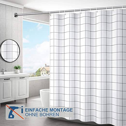 Edelstahl Duschvorhangstange Teleskopstange Klemmstange Duschstange Duschvorhang Stange 125-230cm