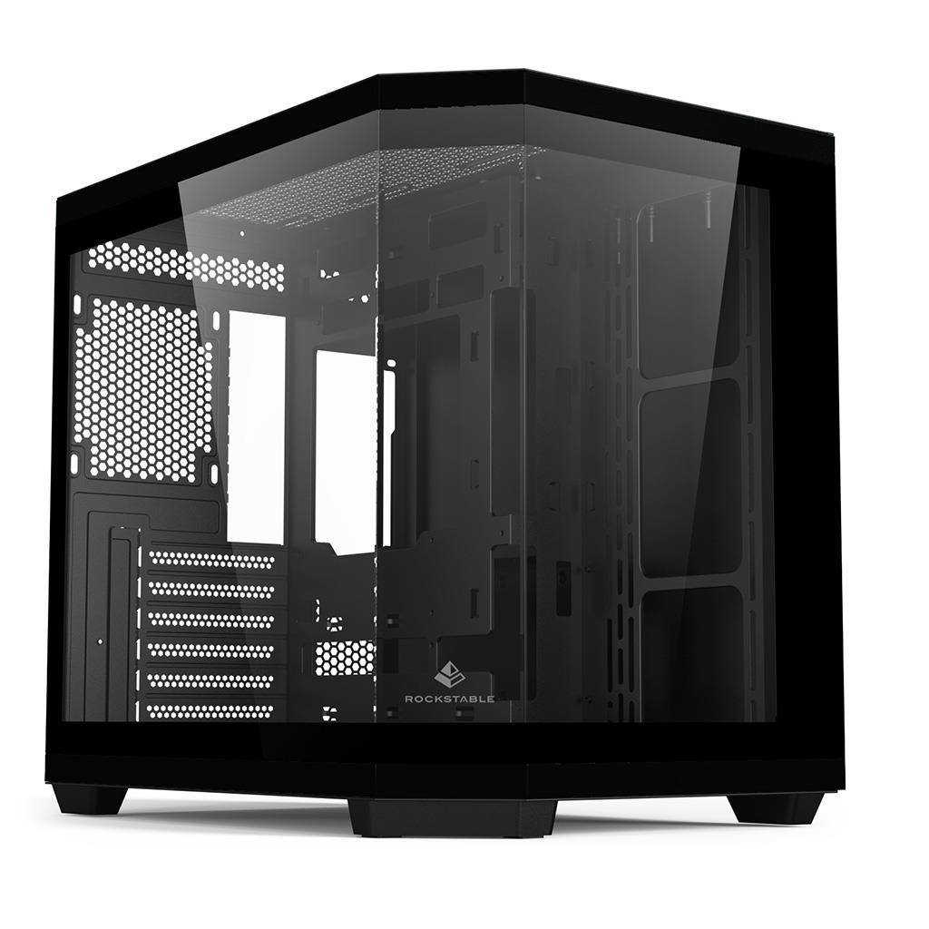Rockstable Stonecliff Computer Case ATX, mATX, ITX 180° Glas Panorama | Unterstützt Mainboards mit h
