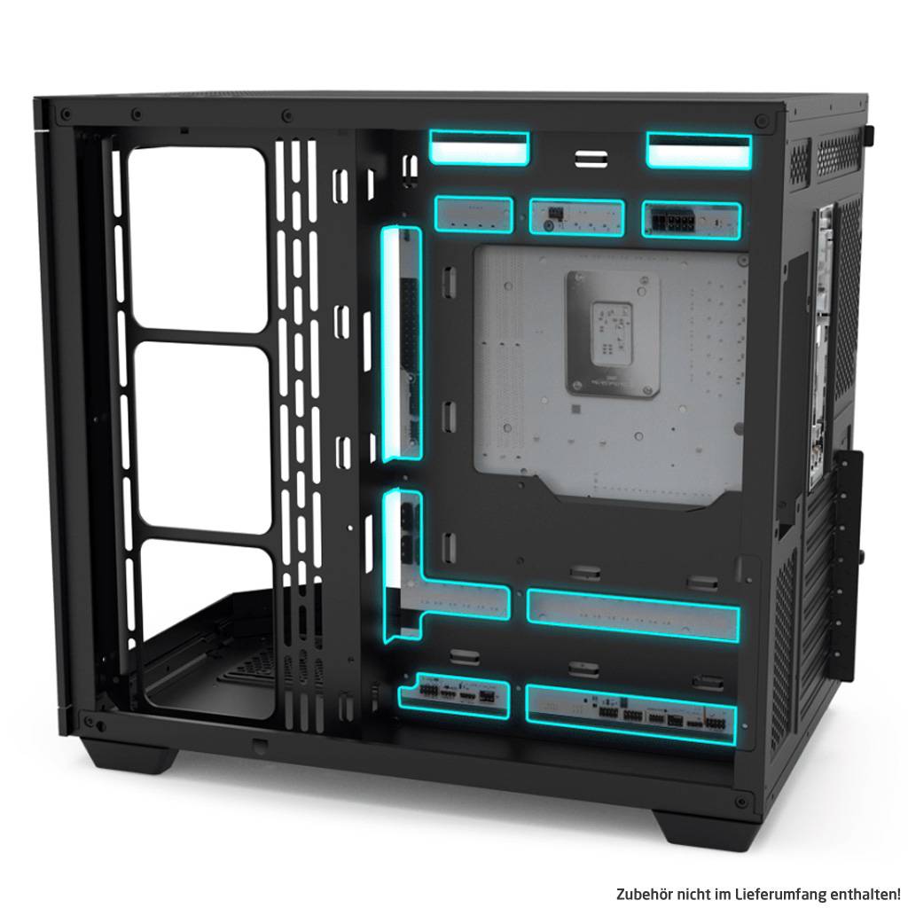 Rockstable Stonecliff Computer Case ATX, mATX, ITX 180° Glas Panorama | Unterstützt Mainboards mit h