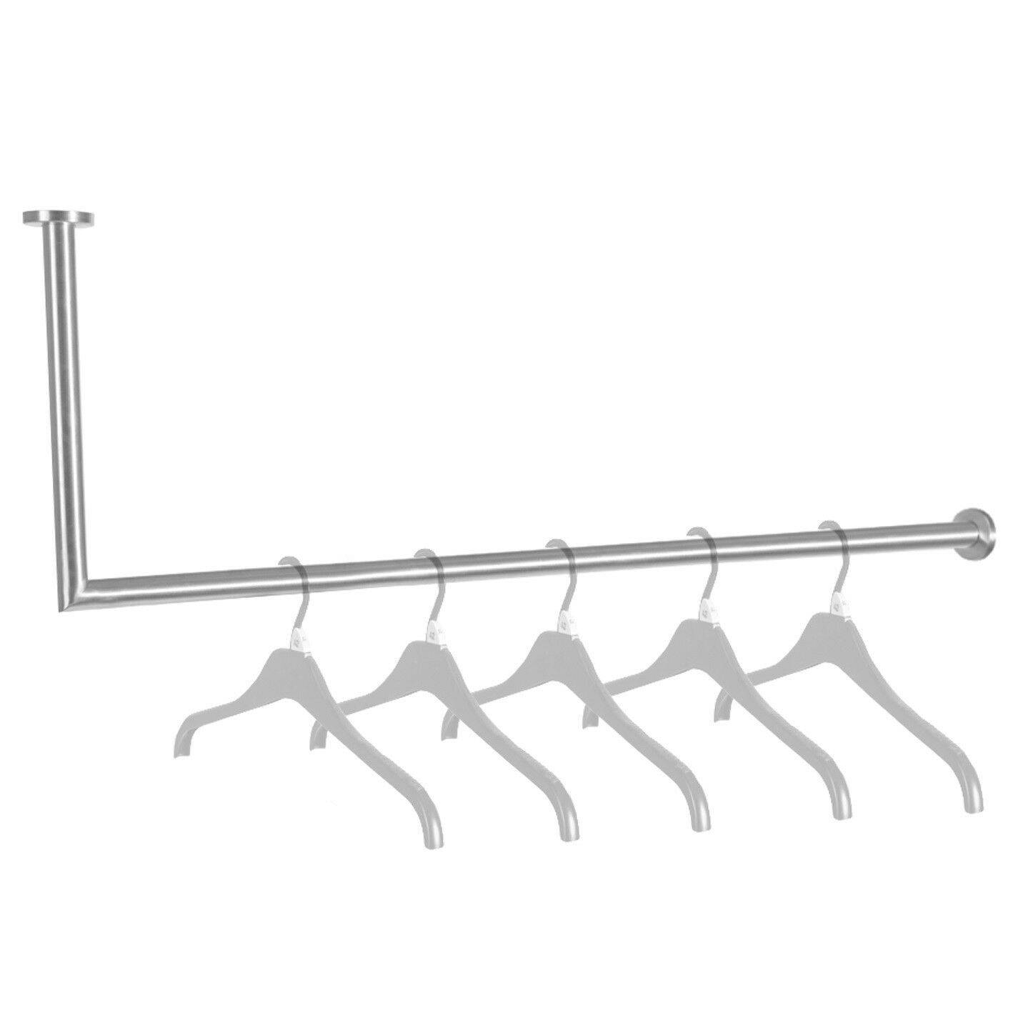 Edelstahl Garderobenstange Kleiderstange L-Form Kleiderlüfter Wäschestange Haken 30x110cm