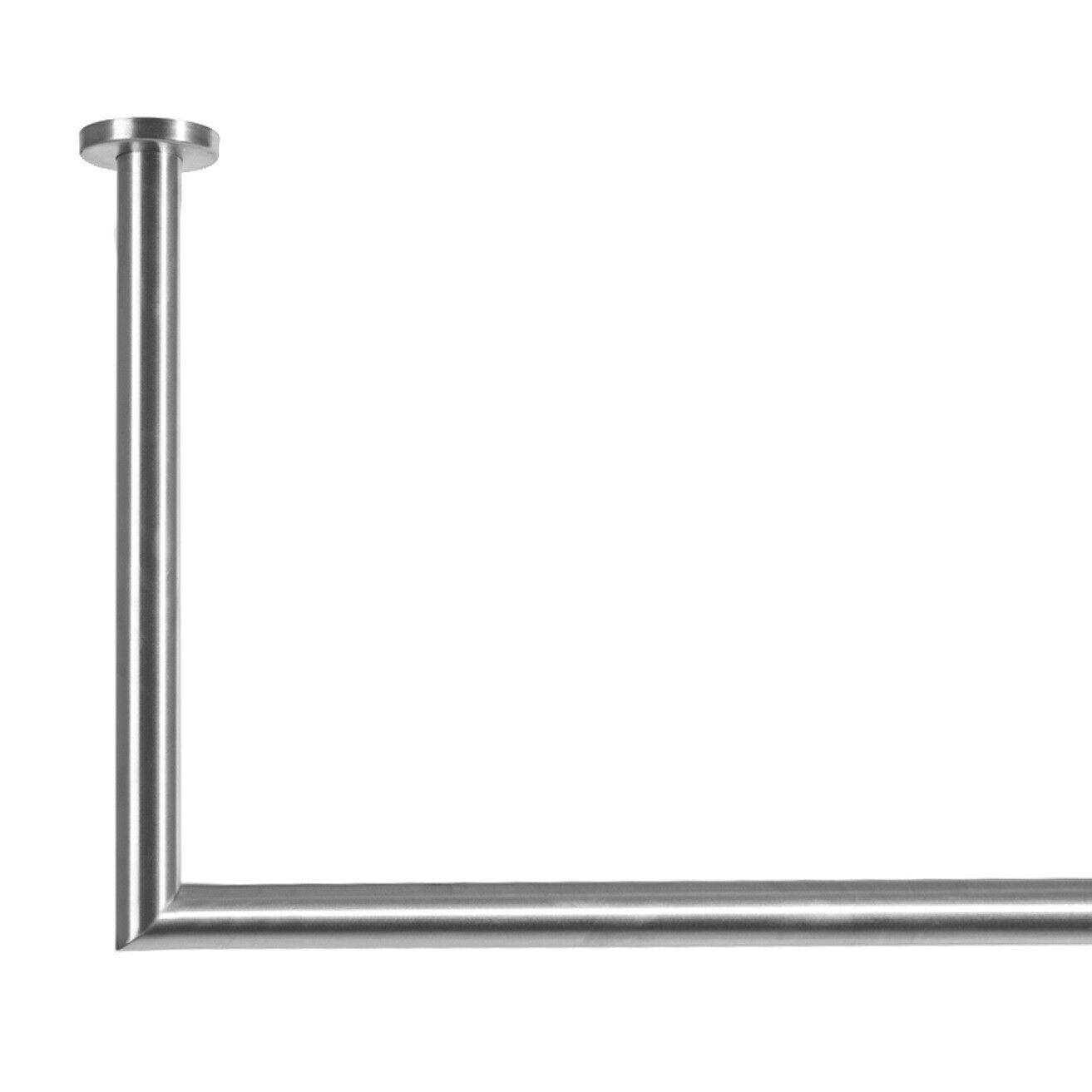 Edelstahl Garderobenstange Kleiderstange L-Form Kleiderlüfter Wäschestange Haken 30x110cm