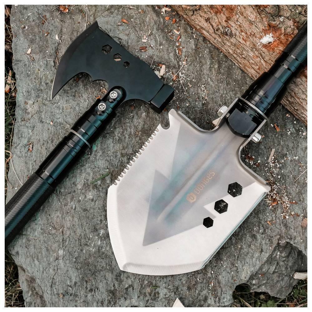 Dönges Multifunktionaler Klappspaten mit Axt in Kunststoff Box