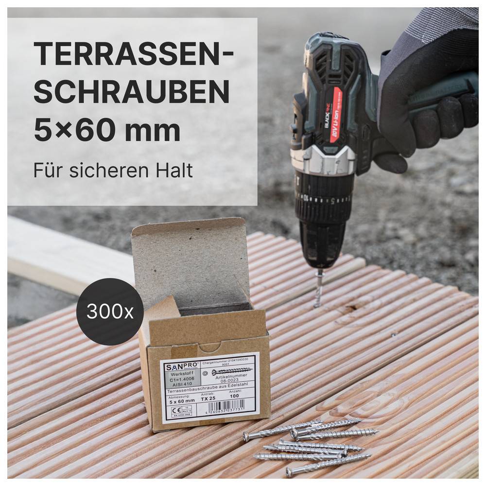 Sanpro Terrassenbauset für 6m² ohne Stelzlager, ohne Zubehör