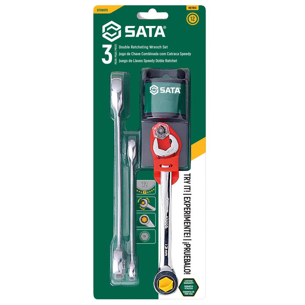 SATA Doppelratschen-Ringmaulschlüssel Satz, 3-tlg.