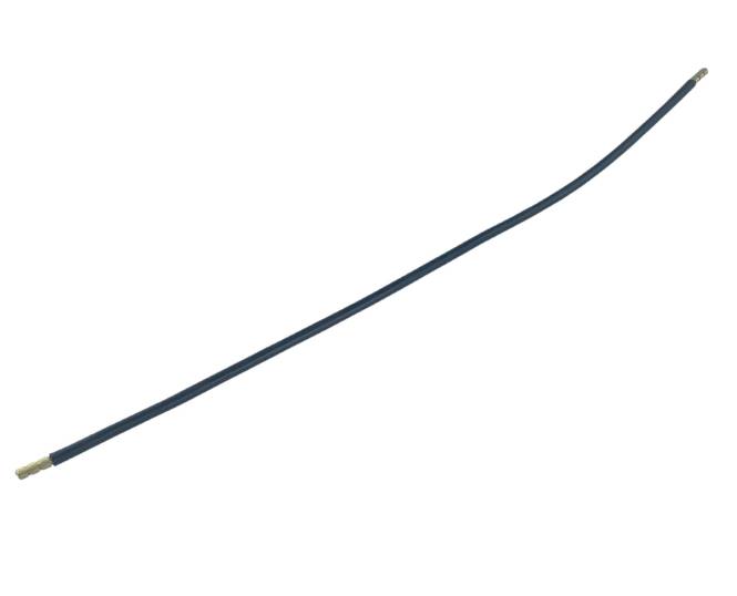 Eine einzelne, dünne, gebogene Linie erstreckt sich diagonal über einen weißen Hintergrund und deutet auf Bewegung oder Teilung hin, ohne spezifische Informationen zu vermitteln.