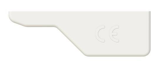 Eine weiße, flache, abstrakte Form mit den Buchstaben 