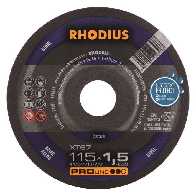 Rhodius Trennscheiben XT 67 202378 115x1,5x22,23 Extradünn Stahl Install.Baumaterial Werkzeug