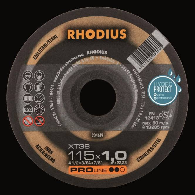 Rhodius Trennscheiben XT 38 204619 115x1,0x22,23 Extradünn Edelstahl Install.Baumaterial Werkzeug