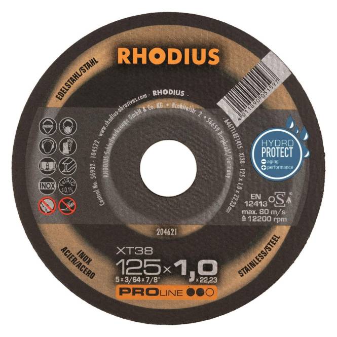 Rhodius Trennscheiben XT 38 204621 125x1,0x22,23 Extradünn Edelstahl Install.Baumaterial Werkzeug