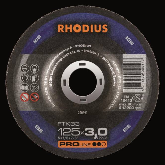 Rhodius Trennscheiben FTK 33 200891 125x3,0x22,23 Stahl Install.Baumaterial Werkzeug Messgeräte
