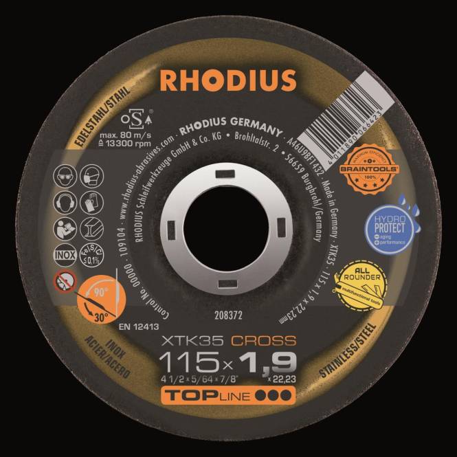 Rhodius Trennscheiben XTK35 Cross 208372 115x1,9x22,23 Extradünn Edelstahl Install.Baumaterial