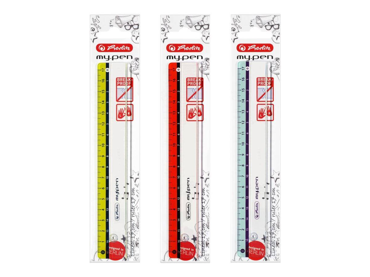 Herlitz Lineal my.pen 17cm farb.sort. 1er Blister Multimedia-Technik Zeichnen,Malen,Basteln