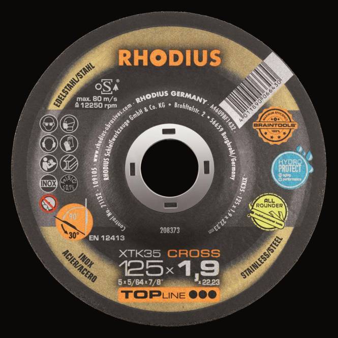 Rhodius Trennscheiben XTK35 Cross 208373 125x1,9x22,23 Extradünn Edelstahl Install.Baumaterial