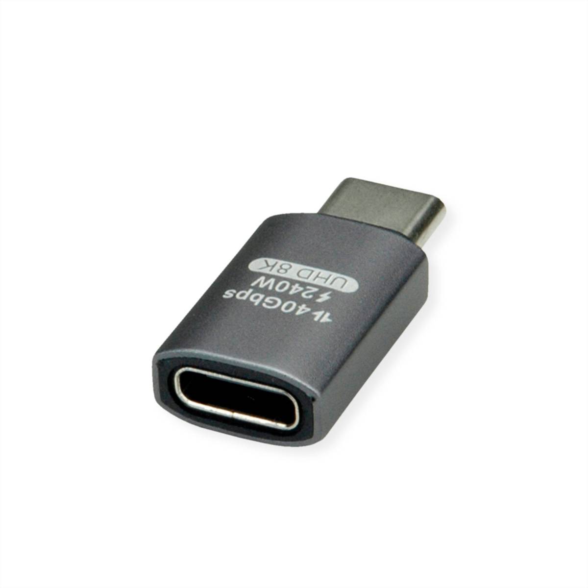 ROLINE USB4 Gen 3x2 Adapter Typ C ST/BU, Aluminium, gerade, silberfarben Adapter, Terminatoren, USB