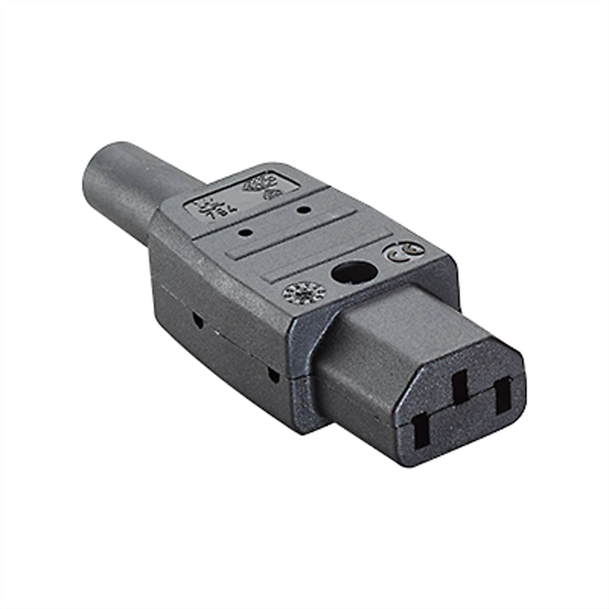 BACHMANN Kaltgerätekupplung IEC320 C13 10A/250VAC, Schraubanschluß, schwarz Konverter Adapter
