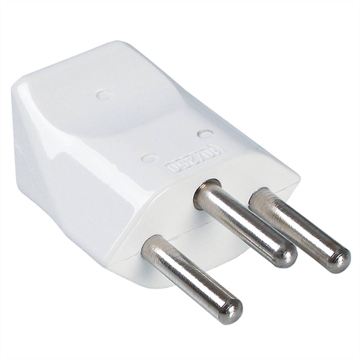 BACHMANN Schutzkontaktstecker, Schweiz CH 10A / 250V weiß Steckdosenleisten Montagestecker
