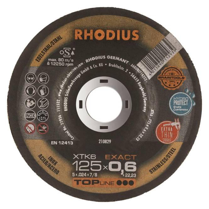 Rhodius Trennscheibe XTK 6 210829 125x0,6x22,23 Extradünn Edelstahl Install.Baumaterial Werkzeug