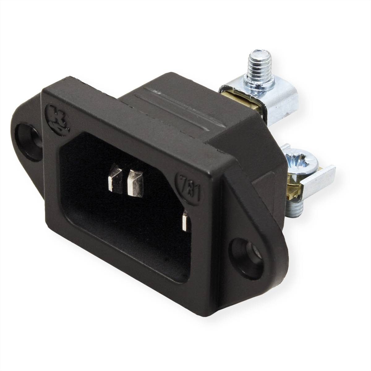 BACHMANN Kaltgerätestecker IEC320 C14, schwarz, Schraubanschluß Steckdosenleisten Montagestecker