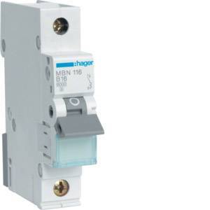 Hager Leitungsschutzschalter MBN116 ** 1polig 6kA B-16A 1M Install.Baumaterial ZÃ¤hlerschr./Verteilg