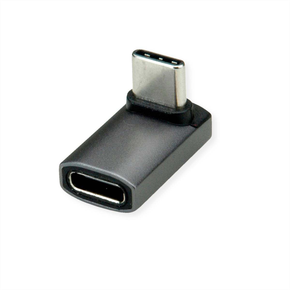 ROLINE USB4 Gen 3x2 Adapter Typ C ST/BU, Aluminium, 90Â°, breit, silberfarben Adapter, Terminatoren,