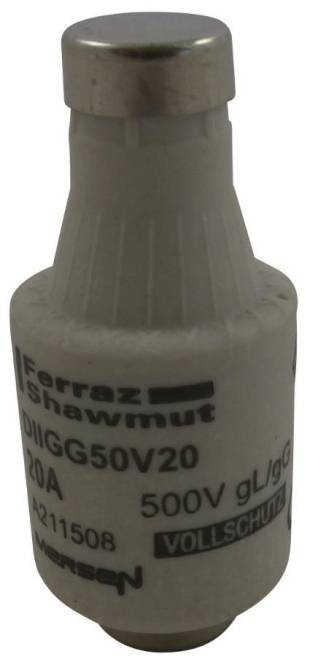 Mersen 00597.020700 DII 20A gG blau D-Sicherung 500V/DIAZED (Inhalt 5 Stück) Install.Baumaterial