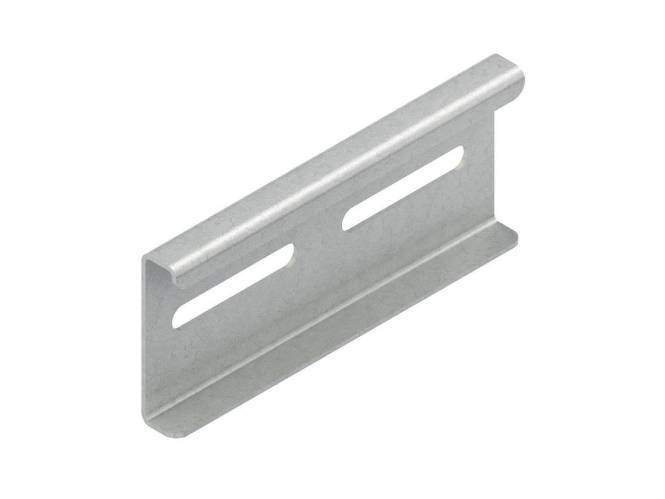 Aluminiumhalterung mit zwei horizontalen Schlitzen für Montage- oder Stützanwendungen.