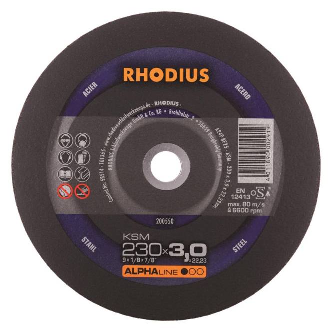 Rhodius Trennscheiben KSM 200550 230x3,0x22,23 Stahl Install.Baumaterial Werkzeug Messgeräte