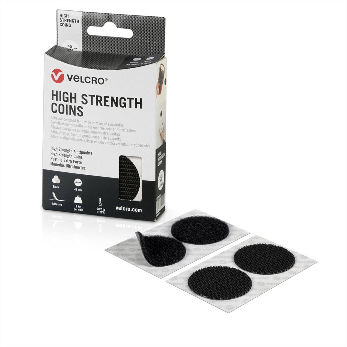 VELCROÂ® High Strength Fastener 6 Hakenpunkte 6 Flauschpunkte, Haken &amp, Flausch, DM 45mm schwarz
