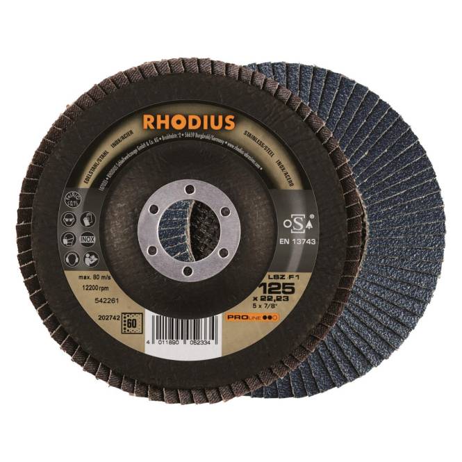 Rhodius Lamellenscheiben LSZ F1 202742 125x22,23 60er Körnung Stahl Install.Baumaterial Werkzeug