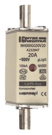Mersen 1B637.000000 NH000 20A gG 500V NH-Sicherung sfü spannungsführend Install.Baumaterial