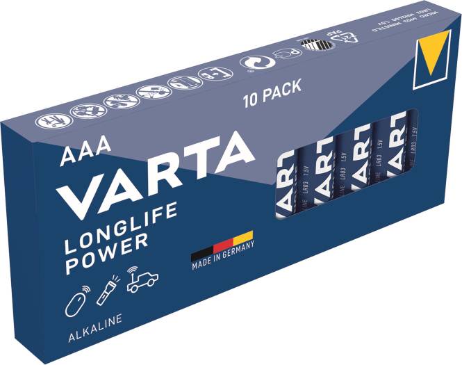 VARTA LONGLIFE Power Micro 1,5V 4903 Kartonware /Tray AAA 04903121111 (Inhalt 10 Stück) Batt.Akkus