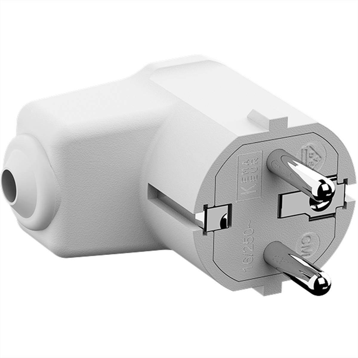 BACHMANN Montage-Winkelstecker weiß, CEE 7/7 2-polig mit Schutzkontakt Steckdosenleisten
