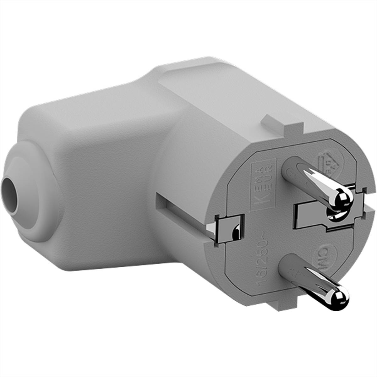 BACHMANN Montage-Winkelstecker grau, CEE 7/7 2-polig mit Schutzkontakt Steckdosenleisten