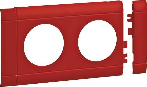 Hager Blende 2fach Steckdose GB080203020 hfr ABS OT80mm anreihbar rot Install.Baumaterial