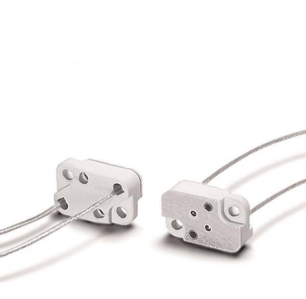 VOSS NV-Fassung Keramik GY6,35 100662 G6,35 + GZ6,35 Leitungen 140mm Techn.Licht/Wohnraum