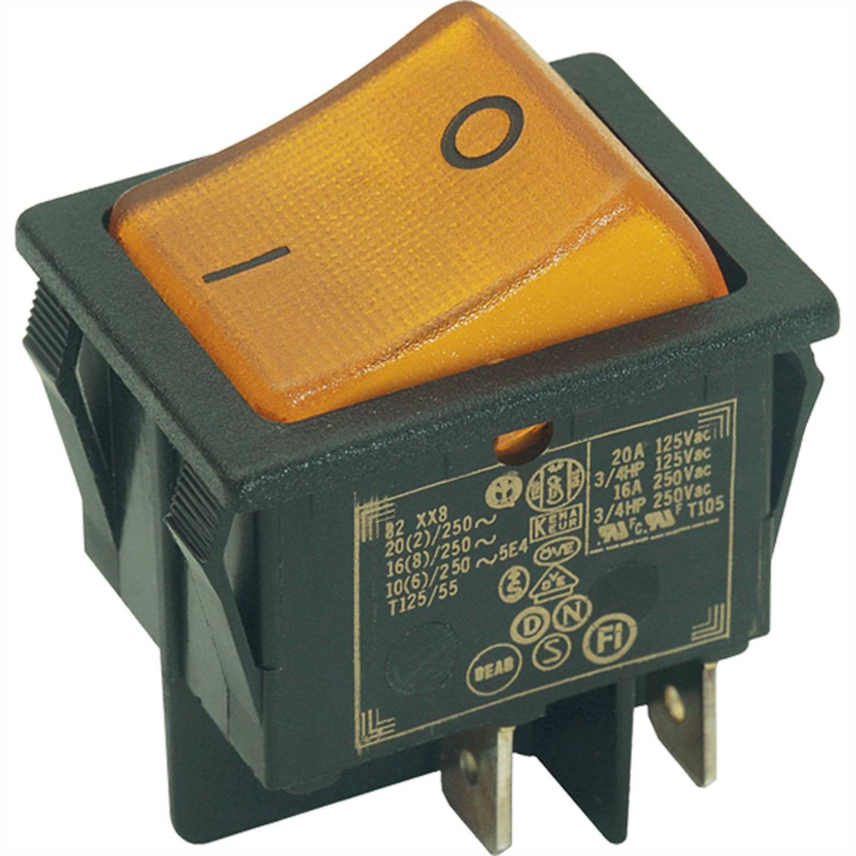 BACHMANN Wippenschalter Serie 3652, Aus schalter, bel., 2polig,, schwarz / gelb Steckdosenleisten