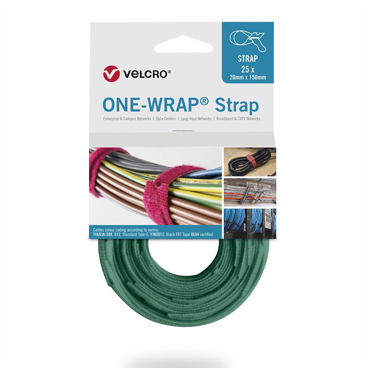 ® One Wrap® Strap 13mm x 200mm, 25 Stück, grün Installation / Reinigung Kennzeichnung und