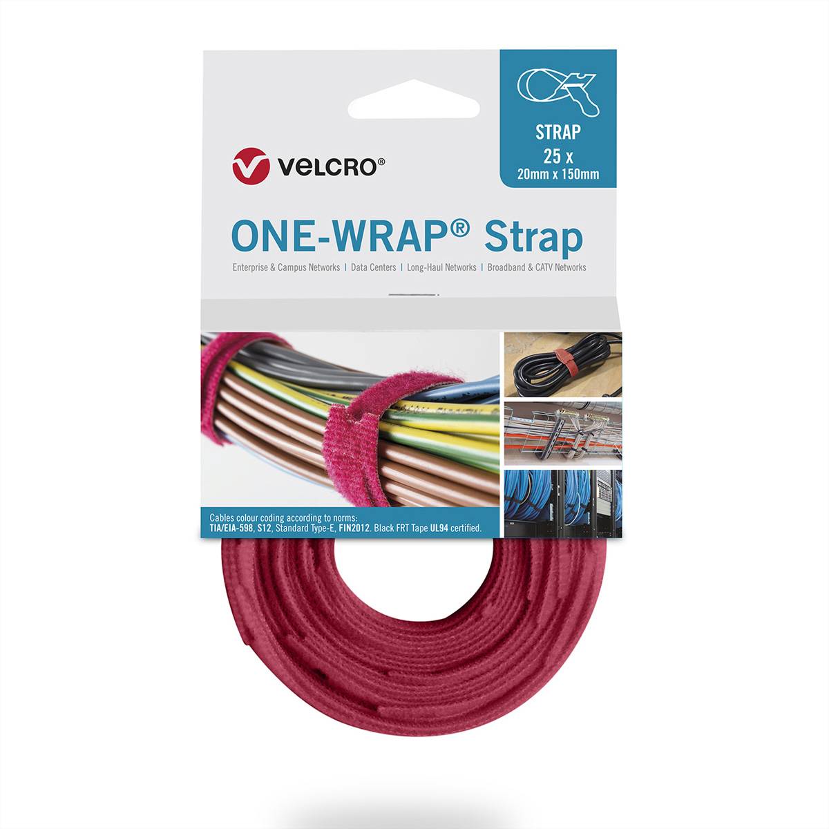 ® One Wrap® Strap 20mm x 200mm, 25 Stück, rot Installation / Reinigung Kennzeichnung und