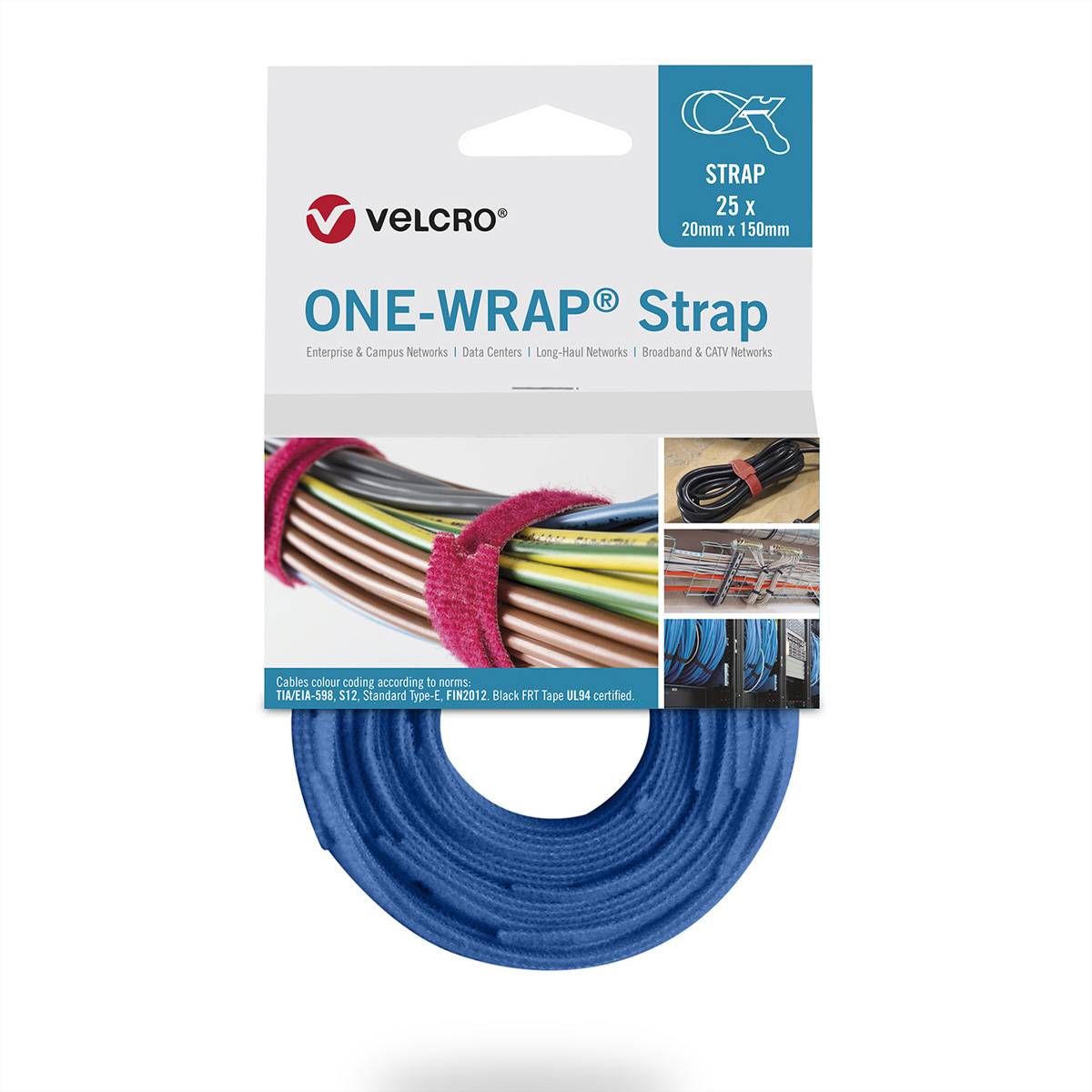 ® One Wrap® Strap 20mm x 230mm, 25 Stück, blau Installation / Reinigung Kennzeichnung und